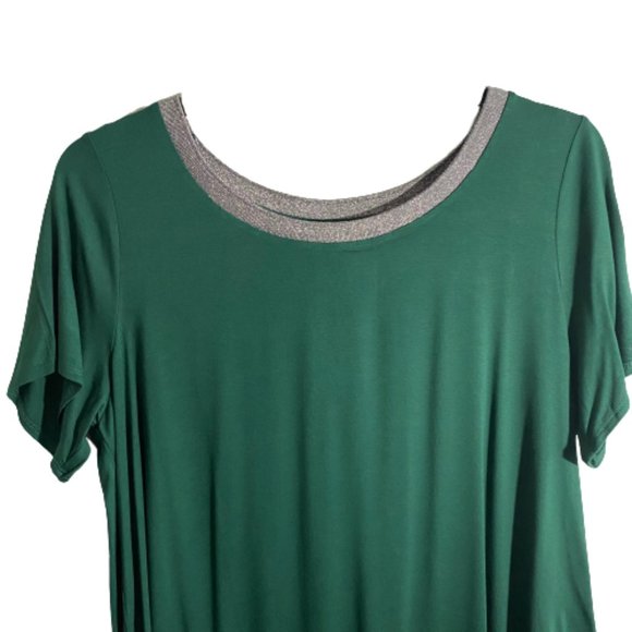 NWT Alfani Lurex Trim Hort See T-shirt Green - Picture 3 of 4